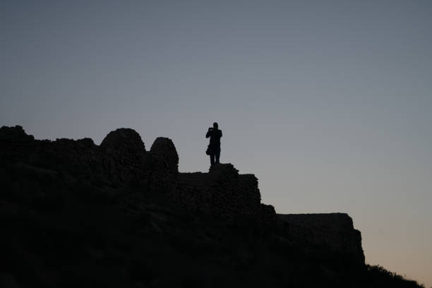WW2 cannon turret at sunrise.