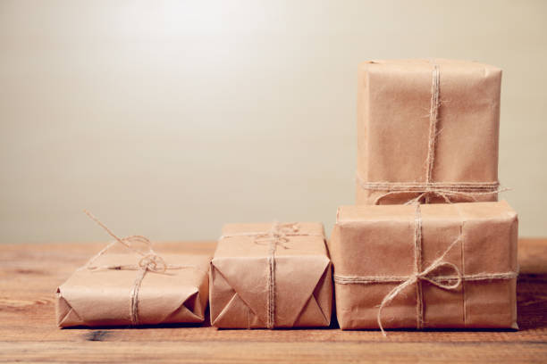 istock boxes in kraft paper on a wooden table 1265041797