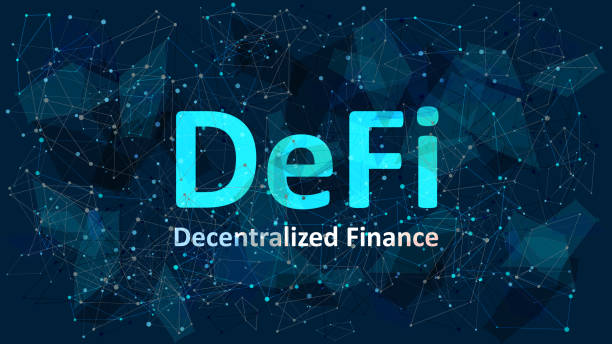 Text Defi - decentralized finance on dark blue abstract polygonal background. An ecosystem of financial applications and services based on public blockchains. Vector EPS 10. Text Defi - decentralized finance on dark blue abstract polygonal background. An ecosystem of financial applications and services based on public blockchains. Vector EPS 10. image based social media stock illustrations