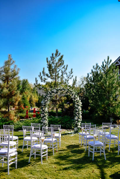 istock Outdoor wedding ceremony setup 1265044762