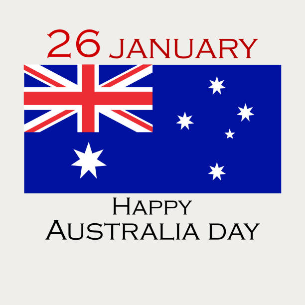 ilustrações de stock, clip art, desenhos animados e ícones de happy australia day celebration background. brush painted australia flag. hand drawn style illustration with a grunge effect and watercolor. australia flag with grunge texture. vector illustration. - australia australia day celebration flag