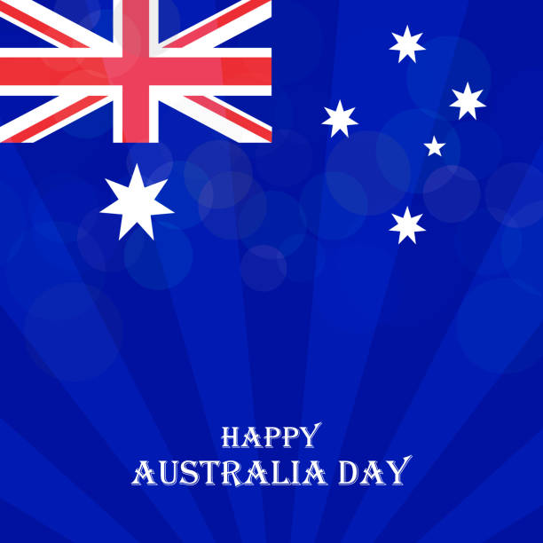 ilustrações de stock, clip art, desenhos animados e ícones de happy australia day celebration background. brush painted australia flag. hand drawn style illustration with a grunge effect and watercolor. australia flag with grunge texture. vector illustration. - australia australia day celebration flag