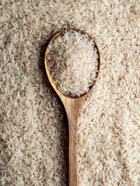istock Rice grains, Basmati rice, Rice with a spoon,  Uncooked white rice background, 1265051981