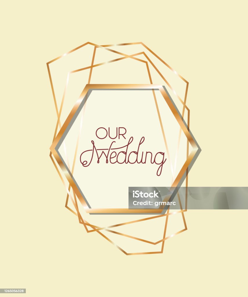 Weding Text Frame Our Wedding Text In Gold Frame Vector Design Stock Illustration ...