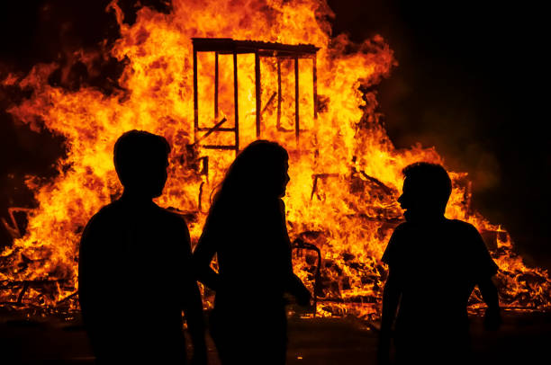 Barcelona, Spain - June 23, 2014: Bonfires de San Juan, is one of the most deeply rooted popular festivals in the Catalan countries.