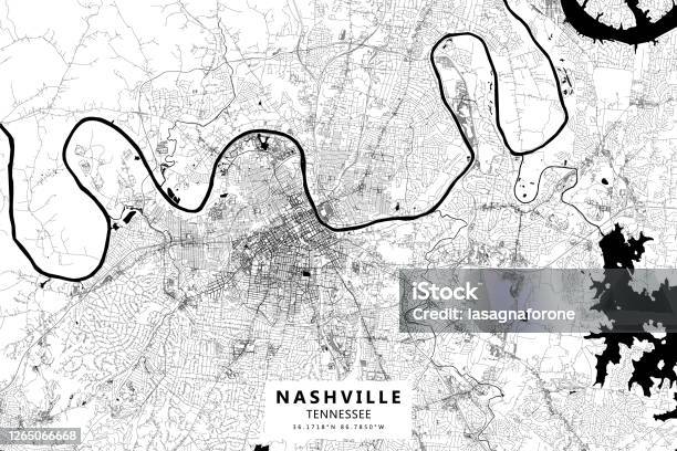 Nashville Tennessee Usa Vector Map Stock Illustration - Download Image Now - Nashville, Map, Tennessee