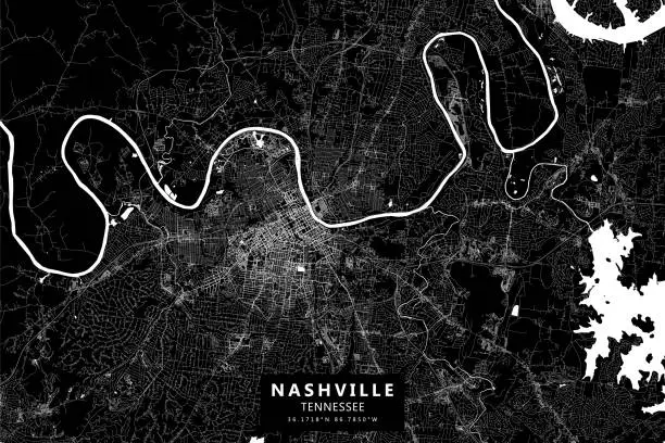 Vector illustration of Nashville, Tennessee, USA Vector Map