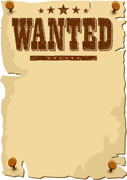 illustrazioni stock, clip art, cartoni animati e icone di tendenza di poster wanted cartone animato, modello selvaggio west, con spazio di copia per il testo - wanted poster immagine