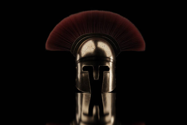 istock 3d rendering of ancient greek Sparta type helmet in low key light 1265074475