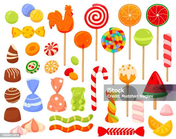 Renkli Şeker Ve Tatlılar Simgeleri Büyük Seti Stok Vektör Sanatı & Şekerleme‘nin Daha Fazla Görseli - Şekerleme, Tatlı yiyecek, Noel bayramı