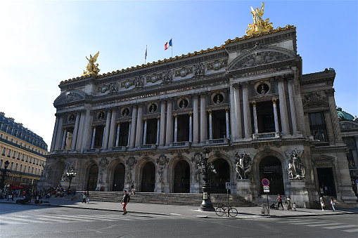 Paris, France-08 10 2020:The Palais Garnier is a 1,979-seat opera house, which was built from 1861 to 1875 for the Paris Opera.Became known as the Palais Garnier, in recognition of its architect, Charles Garnier.