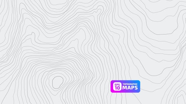 Stylized topographic elevation map. Stylized height of the topographic contour in lines and contours. Beautiful background, picture. Design for location. Concept of conditional geographical pattern and topography. Vector illustration land stock illustrations