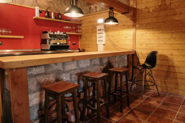 istock Interior view of a bar / cafeteria with rustic design and wood elements 1265077808