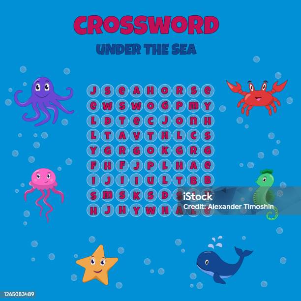Word Search Puzzle With Cartoon Sea Animals Stock Illustration - Download  Image Now - Animal, Animal Wildlife, Aquarium - iStock