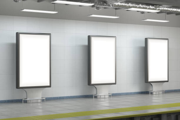istock Billboard stands mock up on the underground subway station. 1265088911