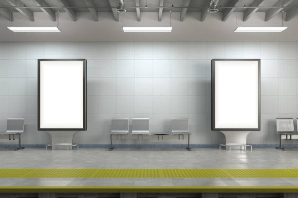 istock Billboard stands mock up on the underground subway station. 1265088966