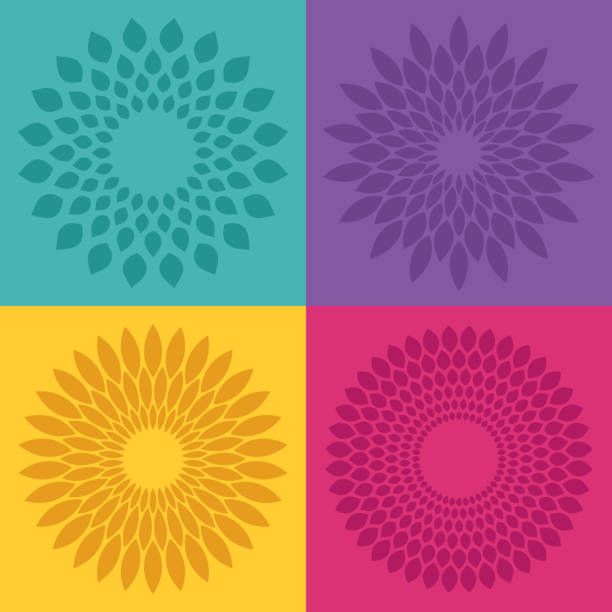 illustrations, cliparts, dessins animés et icônes de motifs radiaux de floraison de fleur - mandala