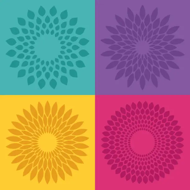 Vector illustration of Flower Bloom Radial Patterns