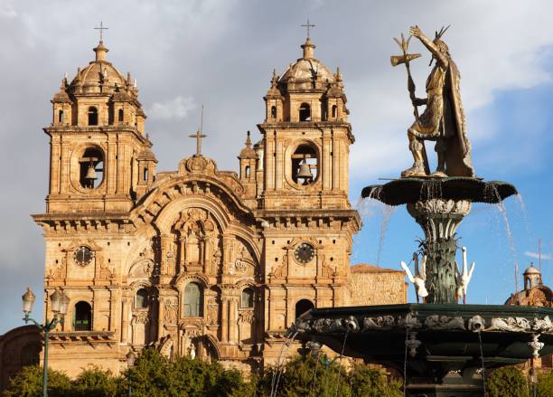 istock Inca Pachacutec on fountain and catholic church 1265102019