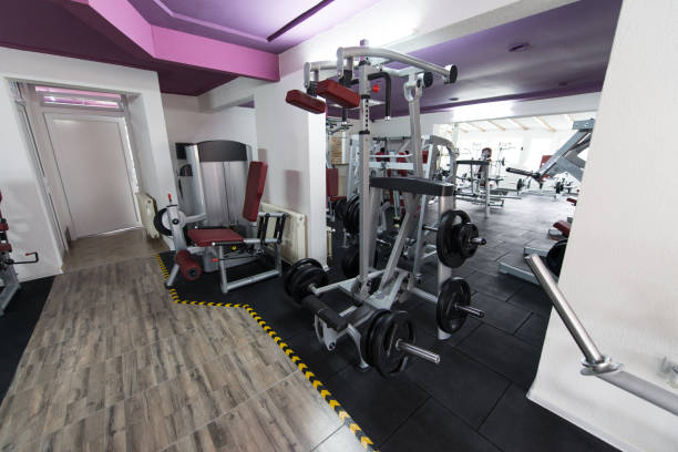 istock Interior Of New Modern Gym With Equipment 1265103005
