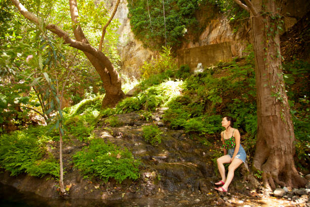 woman in peace in the forest
