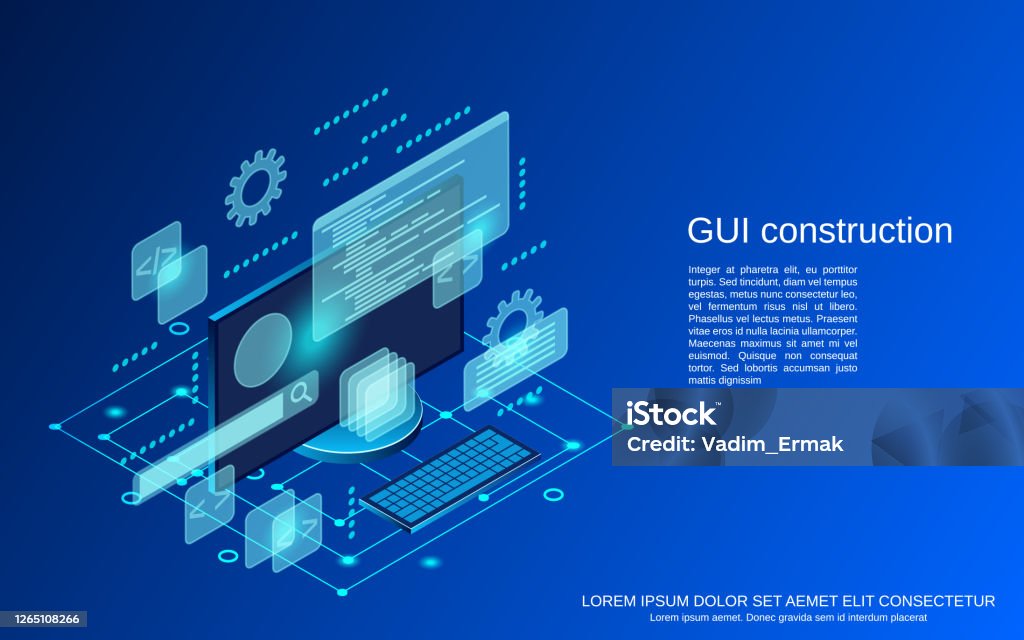 Graphic User Interface Construction Application Development Vector ...