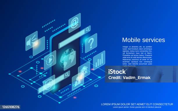 Mobile Service Backround Mobile Phone Services Vector Concept Stock Illustration - Download ...