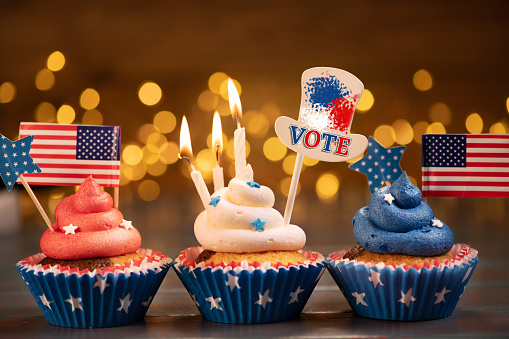 Patriotic American Cupcakes With Text Vote