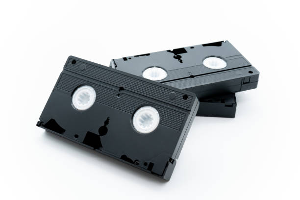 istock Old VHS video cassette tape on white background 1265115070