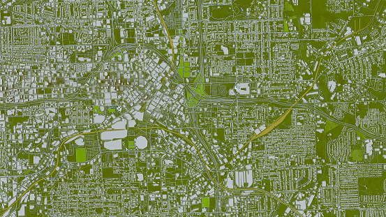 3D rendered map model of Atlanta Georgia, aerial view