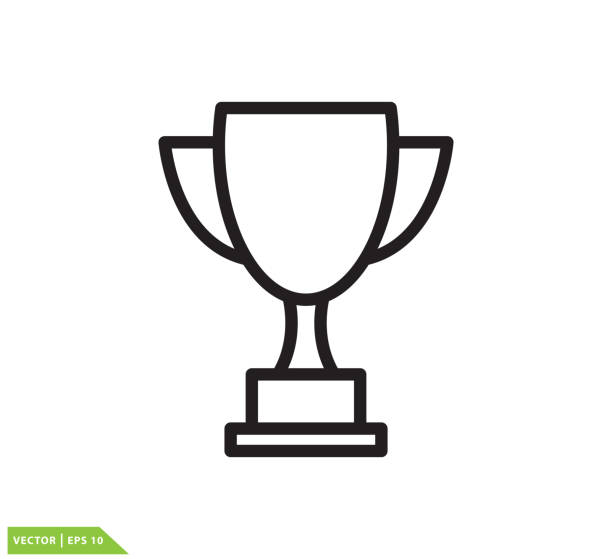 трофей значок вектор логотип шаблон плоский модный - trophy stock illustrations