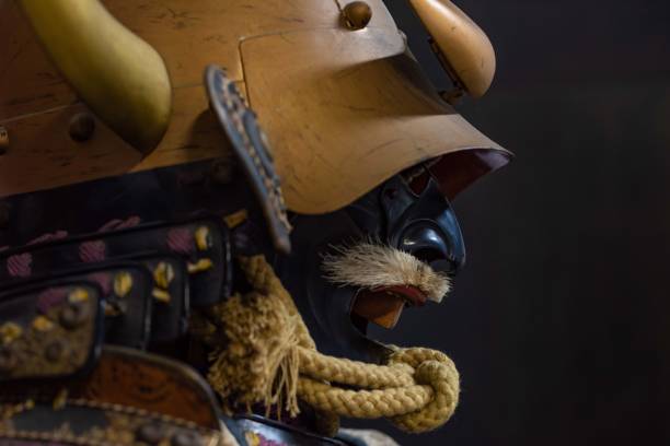 Japanese samurai helmet stock photo