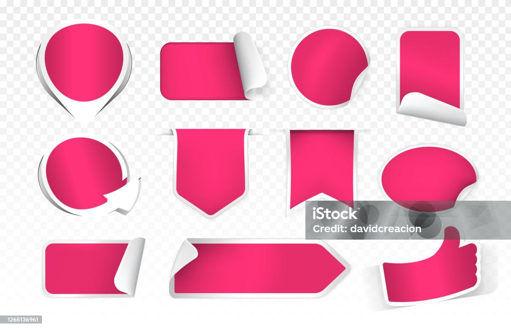 Multiple Labels Pink Realistic High Quality Pink Labels On Transparent Background Isolated ...