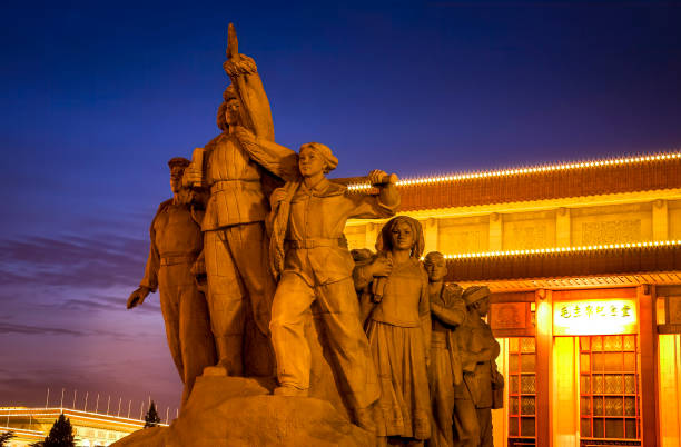 Revolutionary Heroes Statue Mao Tomb Tiananmen Square Beijing China\n\nNo property release is required as these are statues in the Public Tiananmen Square at Mao's Tomb.  Not modern art.