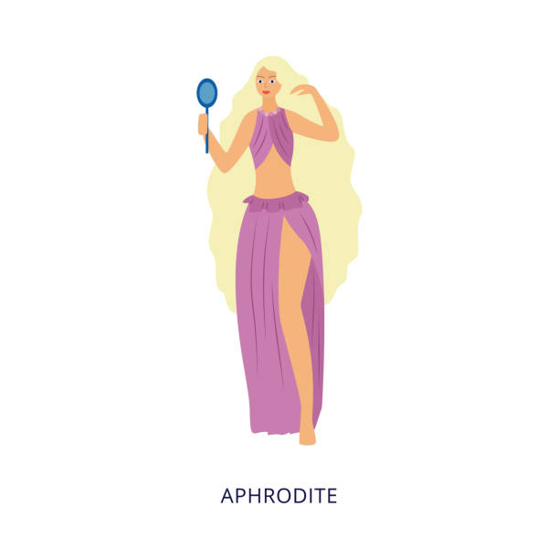 illustrations, cliparts, dessins animés et icônes de déesse grecque aphrodite beau caractère illustration vecteur plat isolé. - goddess venus aphrodite caucasian