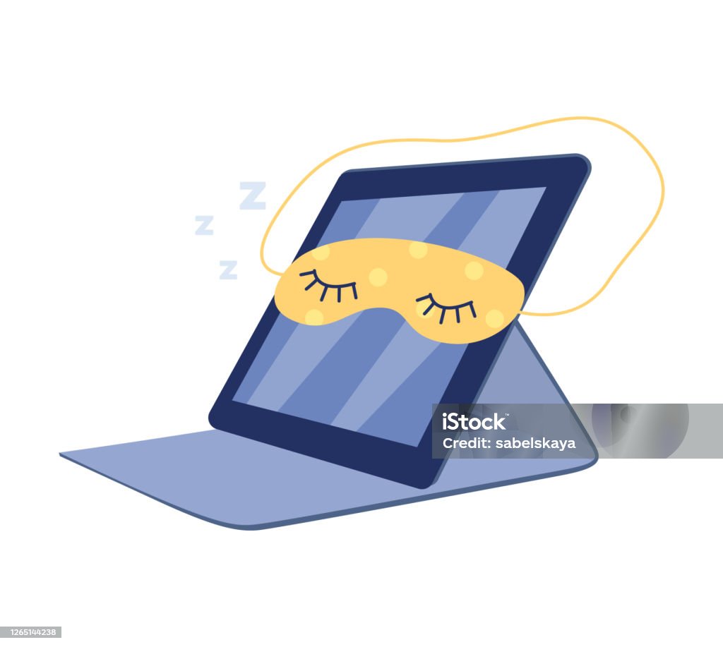 Sleeping Switched Off Digital Tablet Cartoon Flat Vector Illustration  Isolated Stock Illustration - Download Image Now - iStock