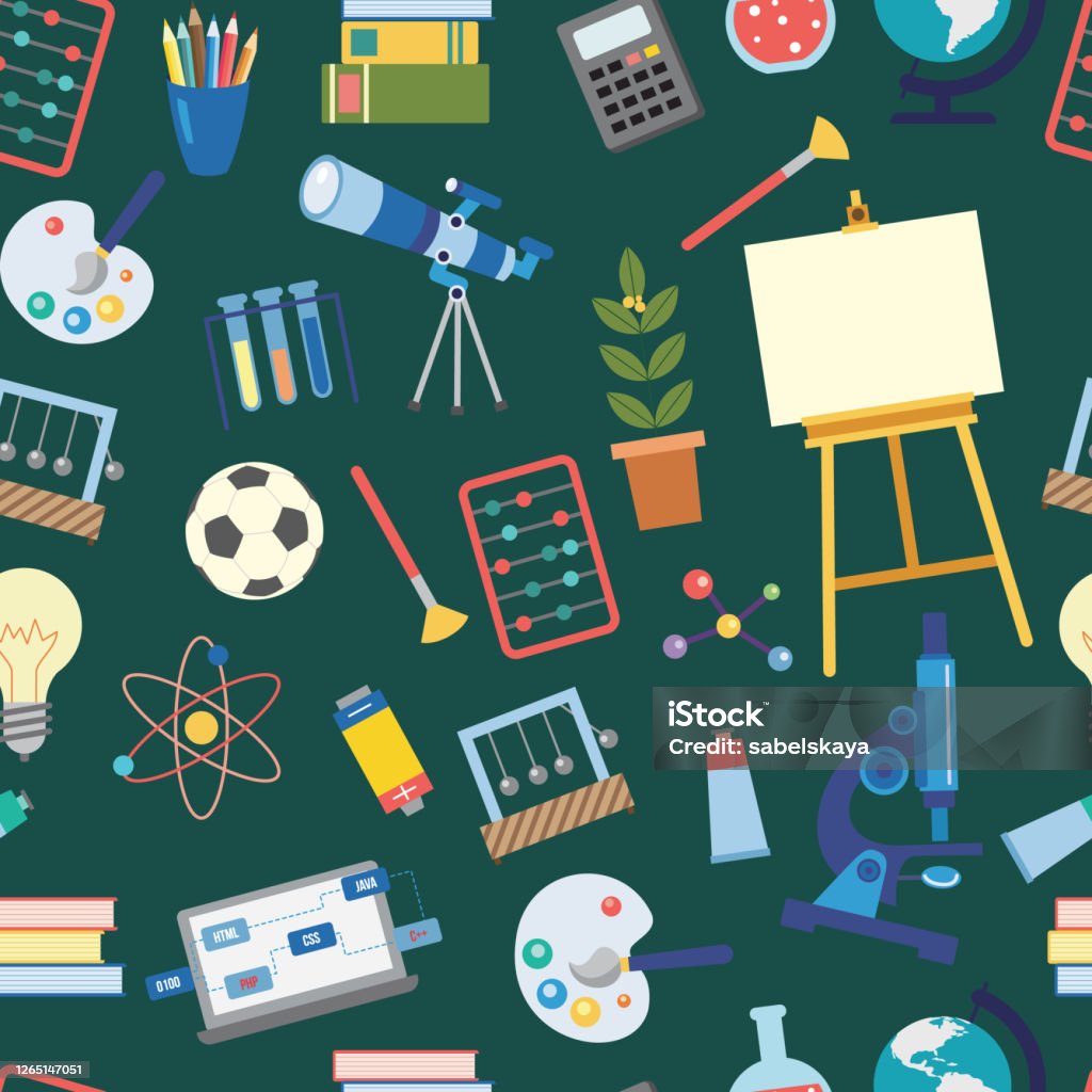 Background Less Educational Graphics Simple Vector Seamless Background With Elements Of School Education Stock ...