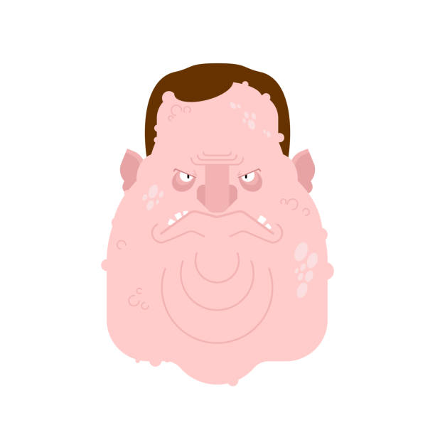 ilustraciones, imágenes clip art, dibujos animados e iconos de stock de gordo jefe asqueroso. jefe vil sudoroso. ilustración vectorial - vile