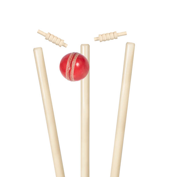 istock cricket wickets hit by ball isolated on white background 1265149211