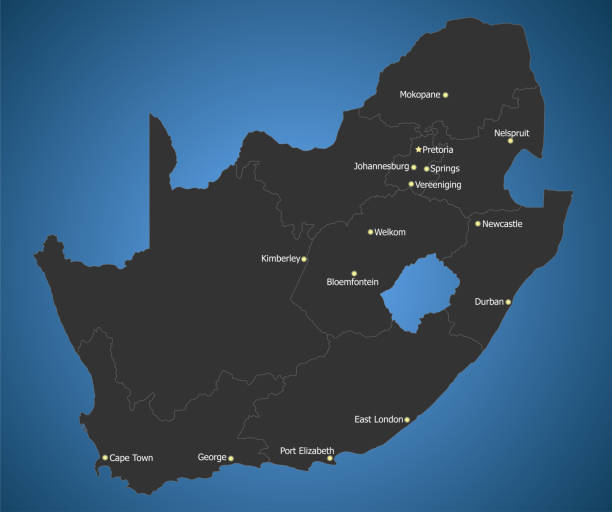 ilustrações, clipart, desenhos animados e ícones de mapa político da áfrica do sul com as principais cidades - map south africa cartography africa