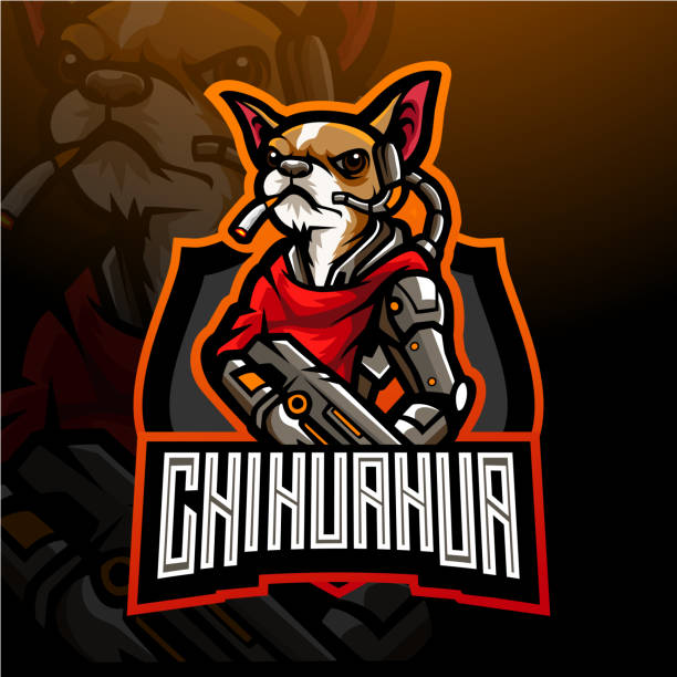 The dog of chihuahua esport  mascot design. The dog of chihuahua esport  mascot design. for electronic sport gaming angry dog barking cartoon stock illustrations