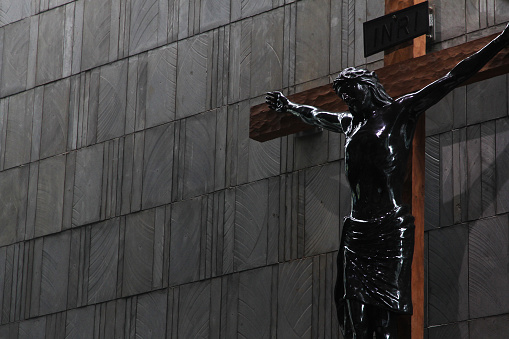 Statue of the Cross of Jesus in a church in Jakarta, Indonesia.