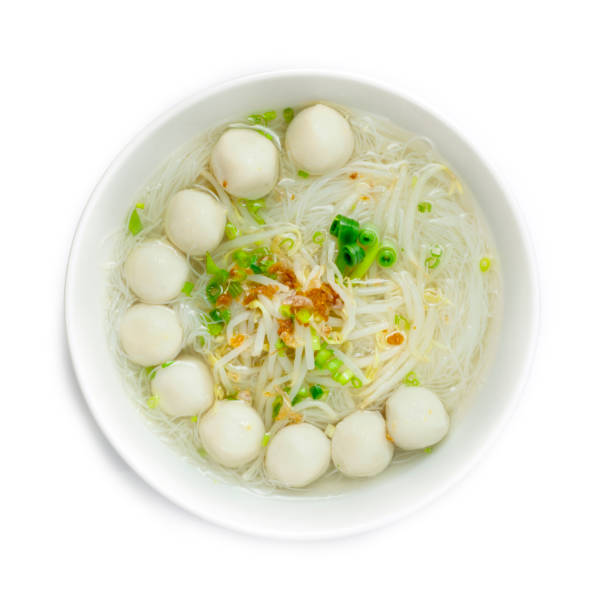 istock Rice Vermicelli Noodles with Fish Balls in clear Soup 1265155061