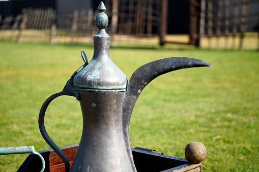 aged weathered copper old Arabic kettle
