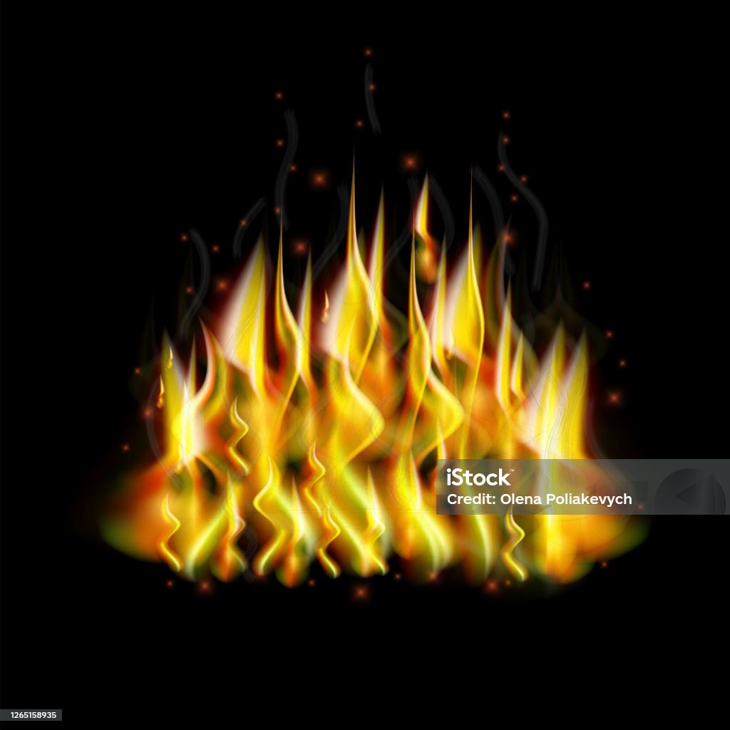 Lửa Trên Nền Đen Lò Sưởi Lửa Ngọn Lửa Thực Tế Phát Sáng Trên Nền ...