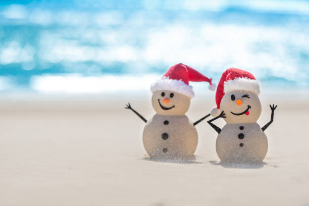 istock Sandy Christmas Snowmen are celebrating Christmas 1265161617