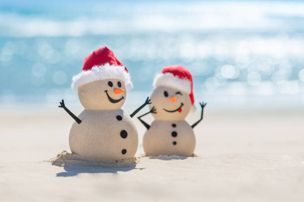 istock Sandy Christmas Snowmen are celebrating Christmas 1265161693