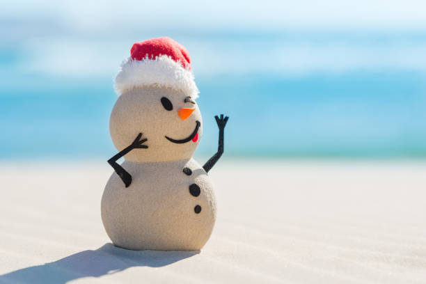 istock Sandy Christmas Snowman is celebrating Christmas 1265161694