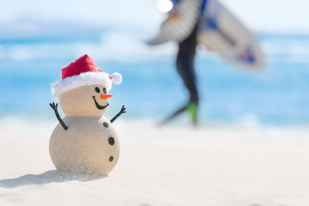 istock Sandy Christmas Snowman is celebrating Christmas 1265161698