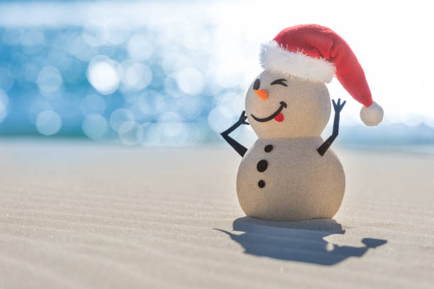 istock Sandy Christmas Snowman is celebrating Christmas 1265161766